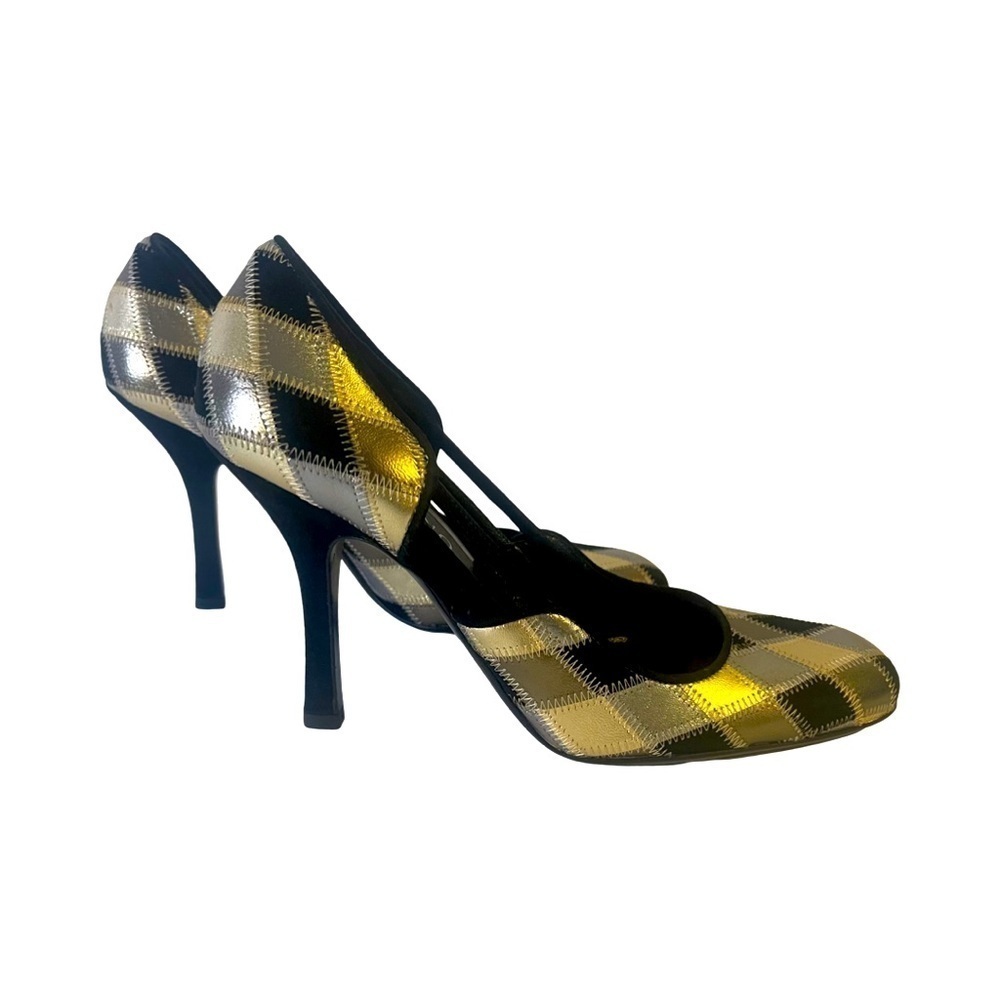 NWOT Vintage Valentino Metallic Bronze and Grey Leather Heels
